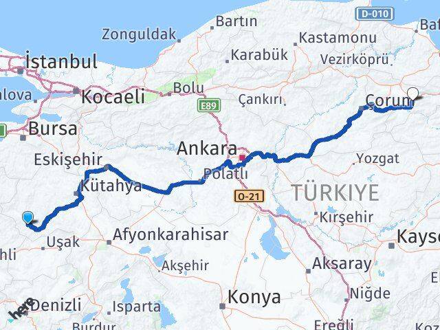 Kütahya Pazarlar Amasya Arası Kaç Km - Yol Haritası