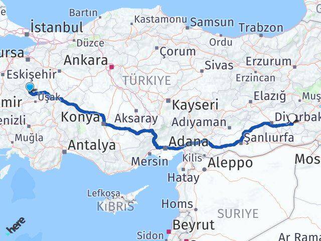 Kütahya Pazarlar Batman Arası Kaç Km - Yol Haritası