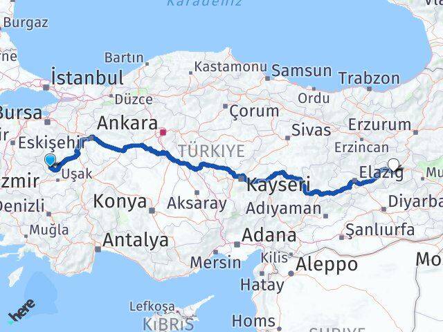 Kütahya Pazarlar Bingöl Arası Kaç Km - Yol Haritası