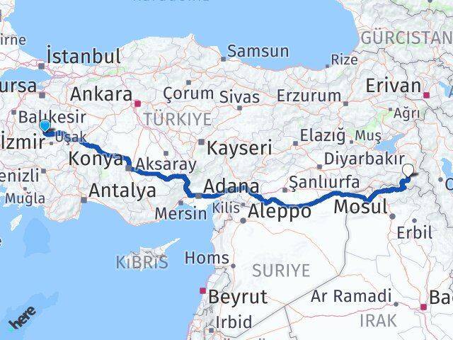 Kütahya Pazarlar Hakkari Arası Kaç Km - Yol Haritası