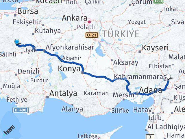 Kütahya Pazarlar Kahramanmaraş Arası Kaç Km - Yol Haritası