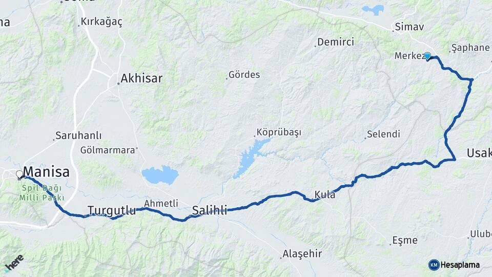 Kütahya Pazarlar Manisa Arası Kaç Km - Yol Haritası
