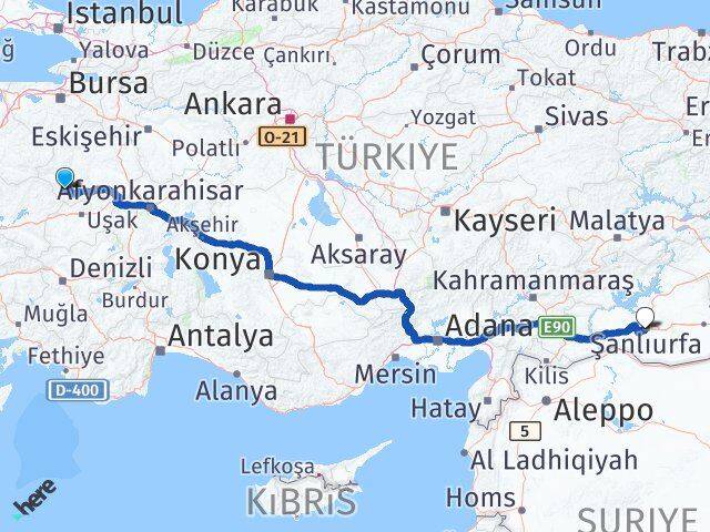 Kütahya Pazarlar Şanlıurfa Arası Kaç Km - Yol Haritası