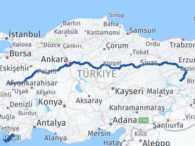 Kütahya Pazarlar Tunceli Arası Kaç Km - Yol Haritası