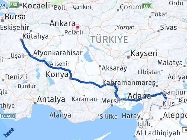Kütahya Şahinbey Gaziantep Arası Kaç Km - Yol Haritası