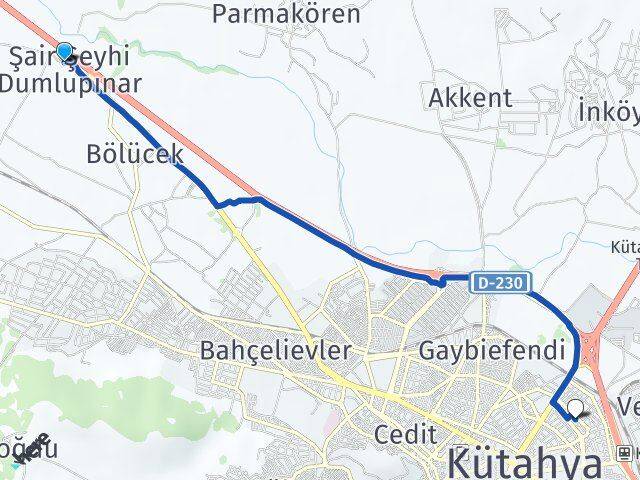 Şair Şeyhi Dumlupınar Yıldırım Beyazıt Arası Kaç Km - Yol Tarifi