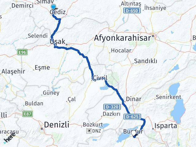 Kütahya Şaphane Burdur Arası Kaç Km - Yol Haritası