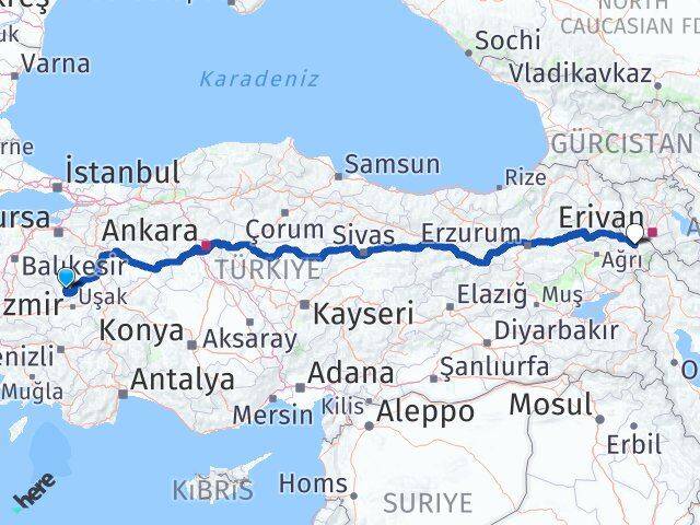 Kütahya Şaphane Iğdır Arası Kaç Km - Yol Haritası