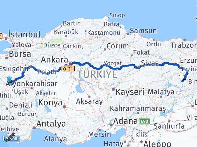 Kütahya Şaphane Tunceli Arası Kaç Km - Yol Haritası