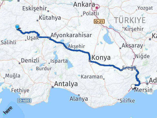 Kütahya Simav Mersin Arası Kaç Km - Yol Haritası