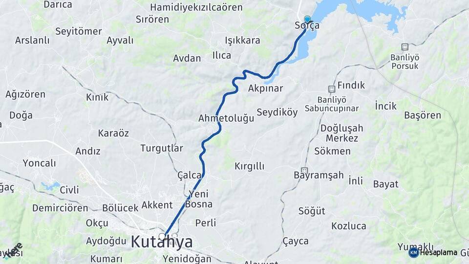 Sofça Kütahya Arası Kaç Km - Yol Tarifi