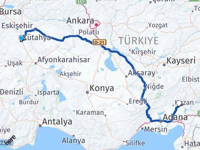 Kütahya Sumbas Osmaniye Arası Kaç Km - Yol Haritası