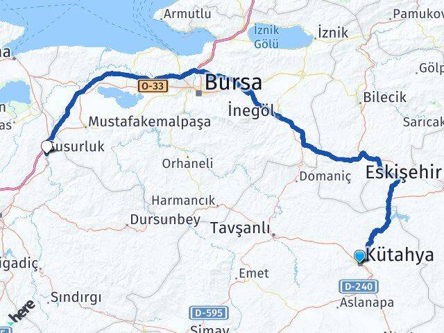 Kütahya Susurluk Balıkesir Arası Kaç Km - Yol Haritası