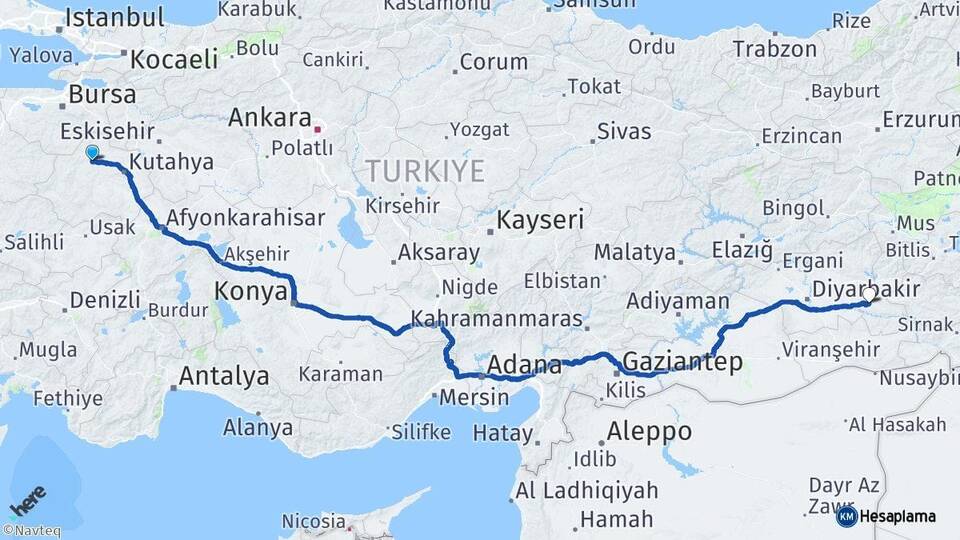 Kütahya Tavşanlı Batman Arası Kaç Km - Yol Haritası