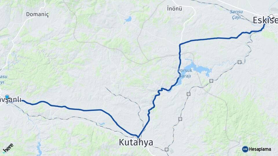 Kütahya Tavşanlı Eskişehir Arası Kaç Km - Yol Haritası