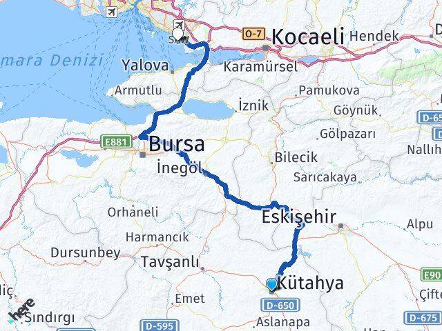 Kütahya Tuzla İstanbul Arası Kaç Km - Yol Haritası