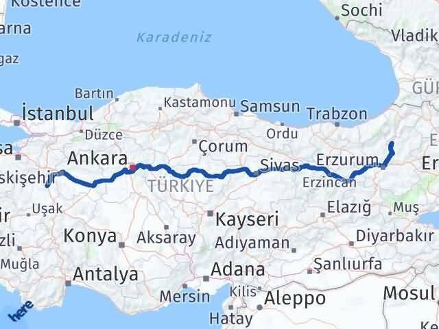 Kütahya Uzundere Erzurum Arası Kaç Km - Yol Haritası