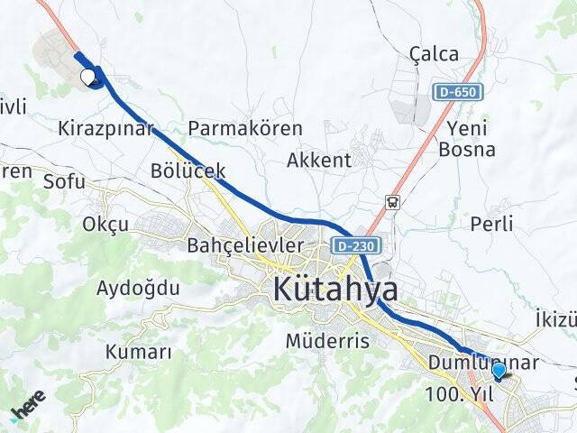 Zafertepe Dumlupınar Üniversitesi Arası Kaç Km - Yol Tarifi