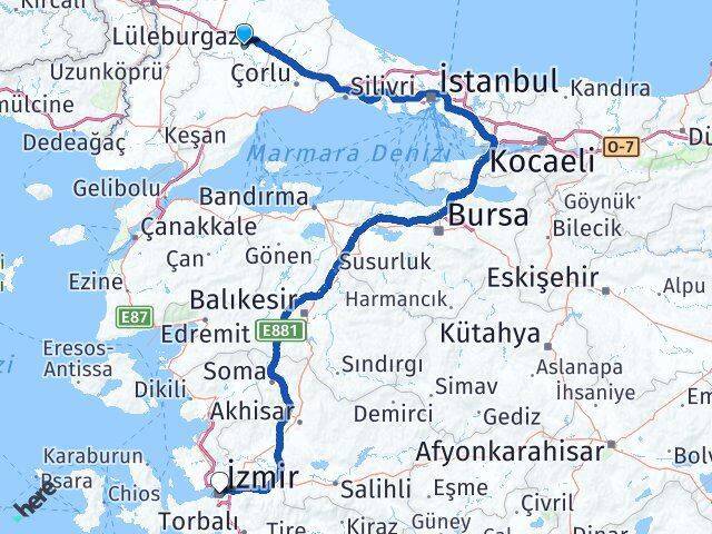 Lüleburgaz Otogarı İzmir Arası Kaç Km - Yol Tarifi
