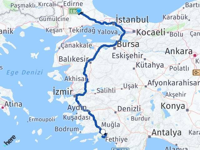 Lüleburgaz Otogarı Muğla Arası Kaç Km - Yol Tarifi