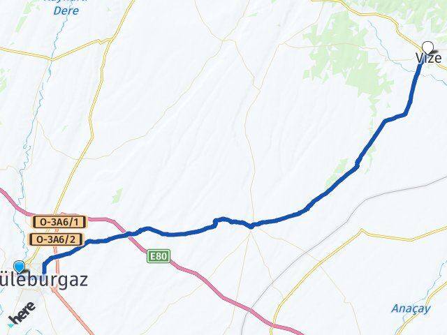 Lüleburgaz Otogarı Vize Arası Kaç Km - Yol Tarifi