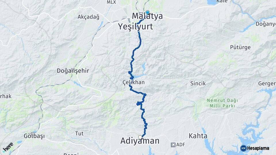Malatya Adıyaman Arası Kaç Km - Yol Haritası