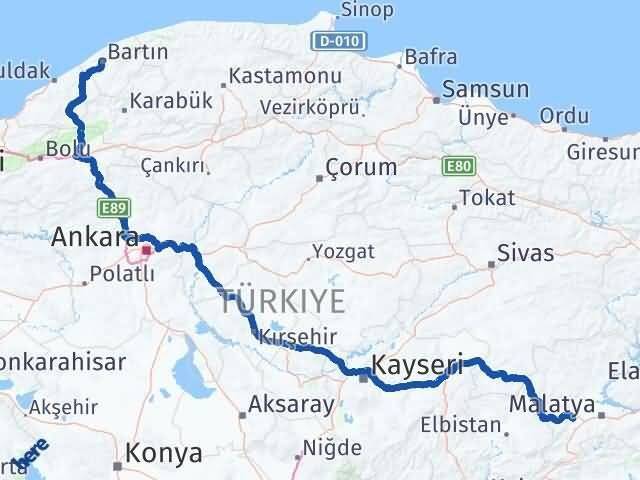 Akçadağ Bartın Arası Kaç Km - Yol Tarifi