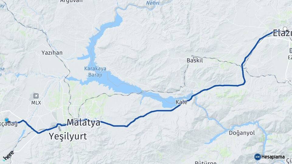 Malatya Akçadağ Elazığ Arası Kaç Km - Yol Haritası