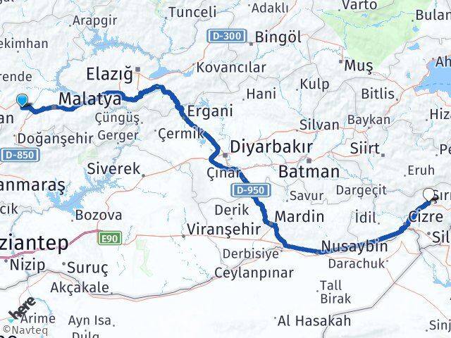 Akçadağ Şırnak Arası Kaç Km - Yol Tarifi