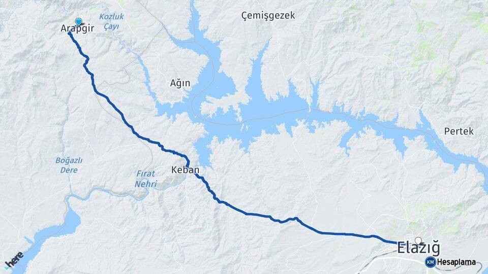 Malatya Arapgir Elazığ Arası Kaç Km - Yol Haritası