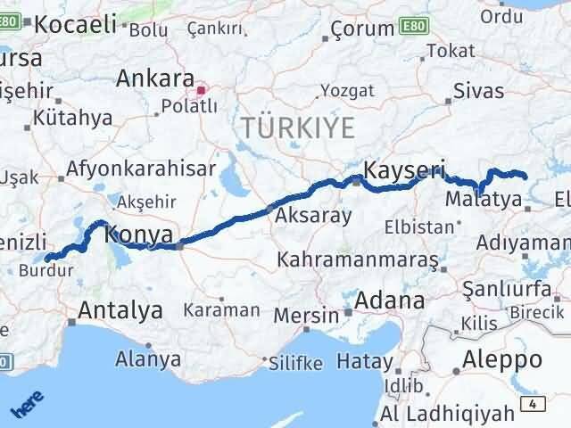 Arguvan Burdur Arası Kaç Km - Yol Tarifi