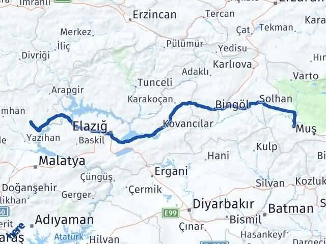 Arguvan Muş Arası Kaç Km - Yol Tarifi