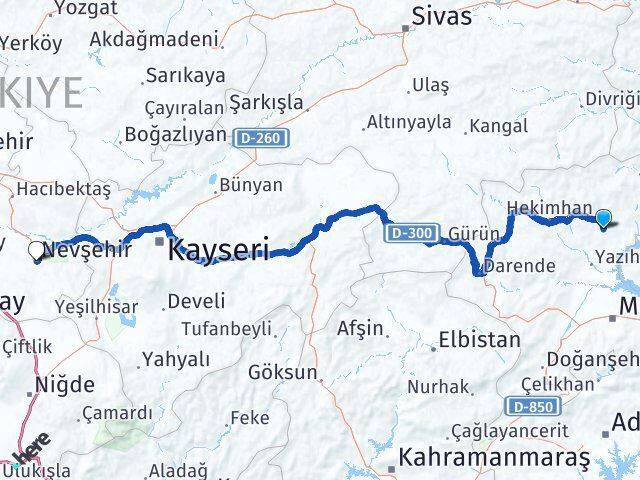Arguvan Nevşehir Arası Kaç Km - Yol Tarifi