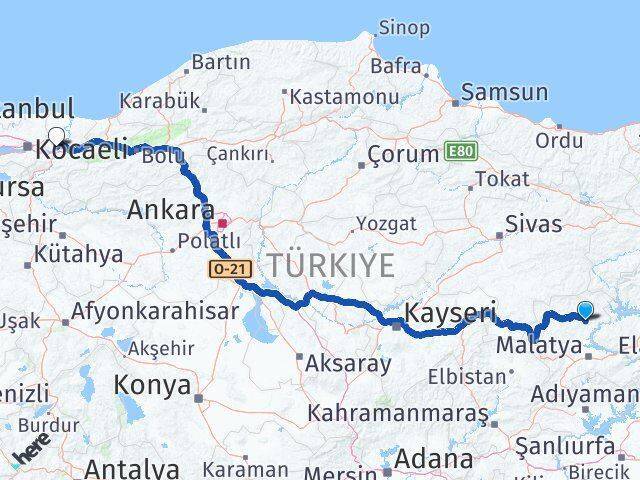 Arguvan Sakarya Arası Kaç Km - Yol Tarifi