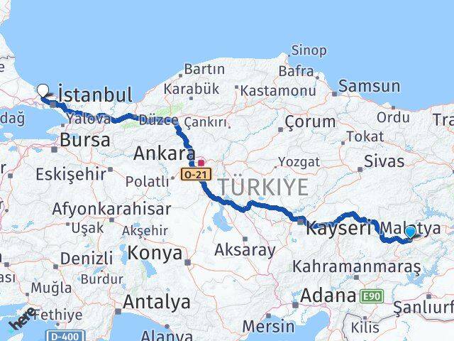 Malatya Arnavutköy İstanbul Arası Kaç Km - Yol Haritası