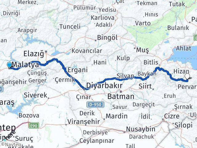 Malatya Bahçesaray Van Arası Kaç Km - Yol Haritası