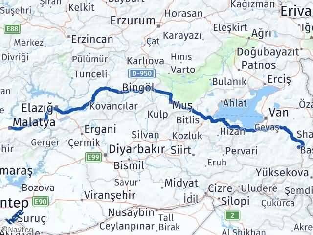 Malatya Başkale Van Arası Kaç Km - Yol Haritası