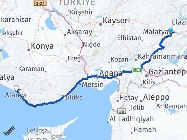 Malatya Battalgazi Alanya Antalya Arası Kaç Km - Yol Haritası