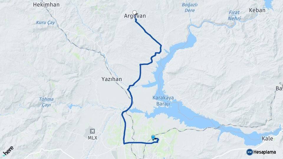 Malatya Battalgazi Arguvan Arası Kaç Km - Yol Haritası