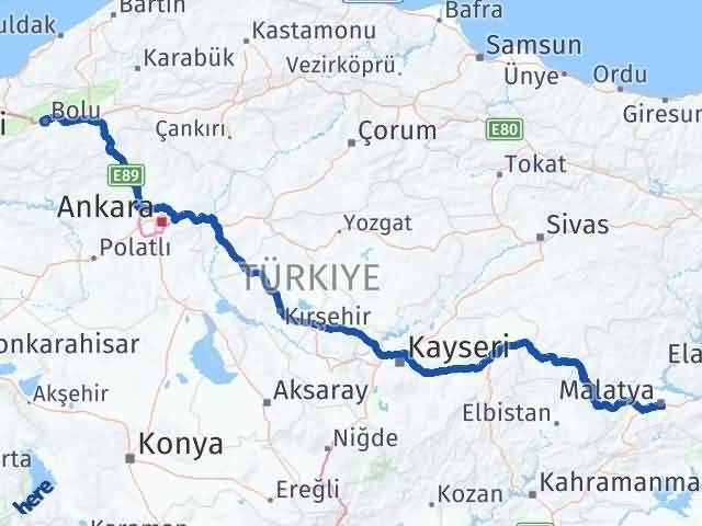 Malatya Battalgazi Bolu Arası Kaç Km - Yol Haritası
