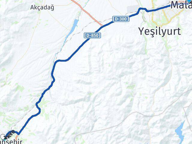 Malatya Battalgazi Doğanşehir Arası Kaç Km - Yol Haritası