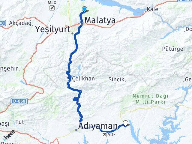 Malatya Battalgazi Kahta Adıyaman Arası Kaç Km - Yol Haritası