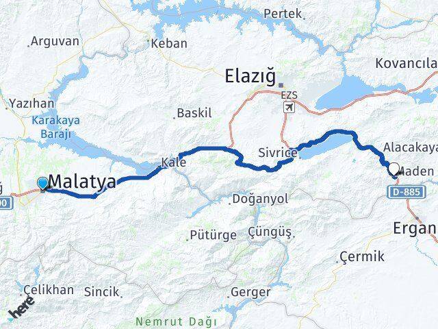 Malatya Battalgazi Maden Elazığ Arası Kaç Km - Yol Haritası