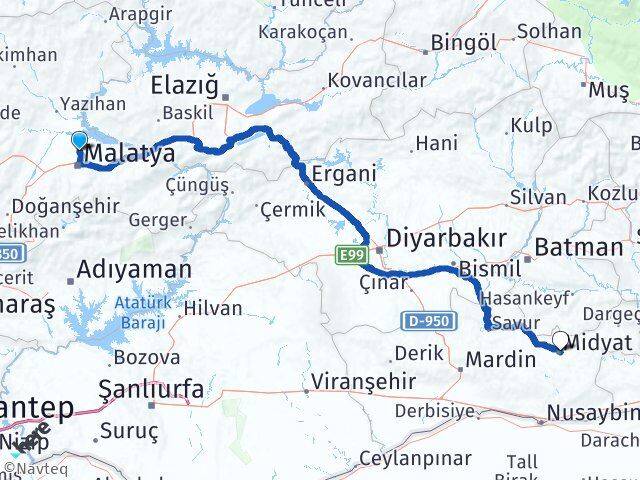 Malatya Battalgazi Midyat Mardin Arası Kaç Km - Yol Haritası