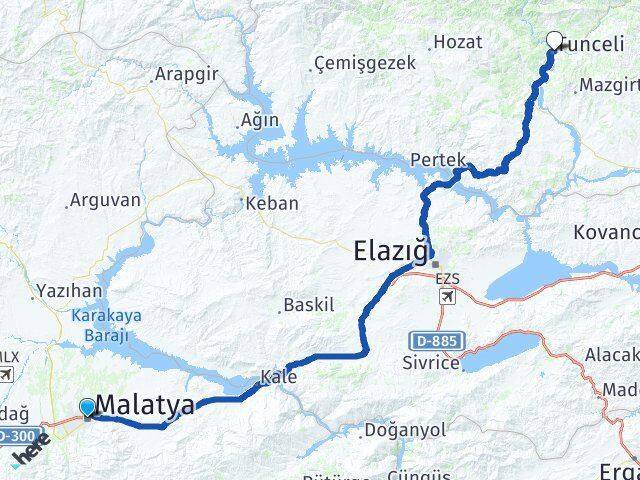 Malatya Battalgazi Tunceli Arası Kaç Km - Yol Haritası