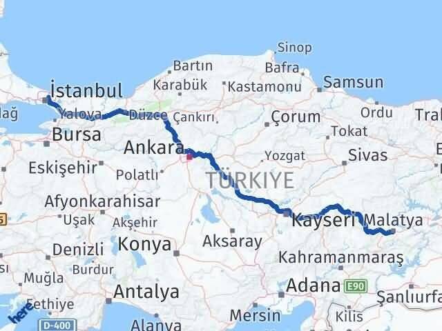 Malatya Beykoz İstanbul Arası Kaç Km - Yol Haritası