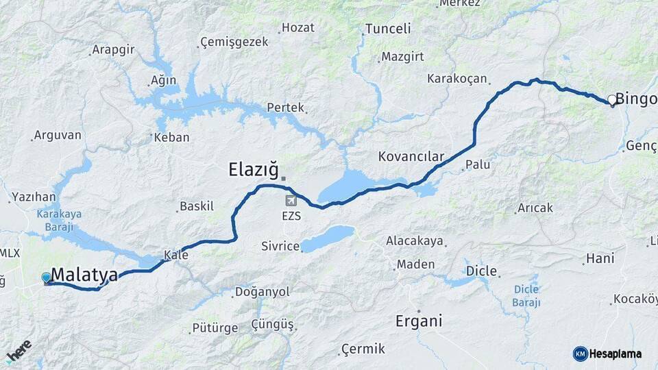 Malatya Bingöl Arası Kaç Km - Yol Haritası