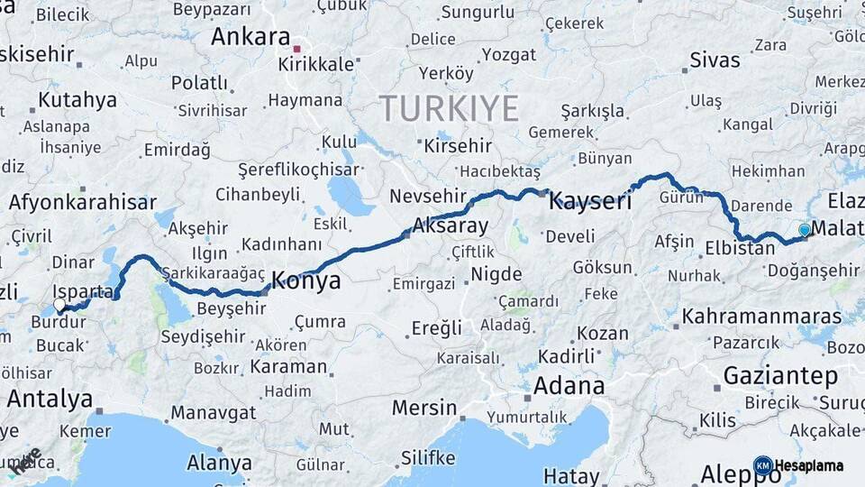 Malatya Burdur Arası Kaç Km - Yol Haritası