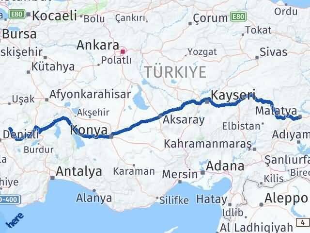 Malatya Çal Denizli Arası Kaç Km - Yol Haritası