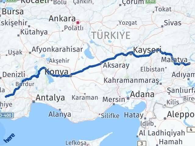 Malatya Çameli Denizli Arası Kaç Km - Yol Haritası
